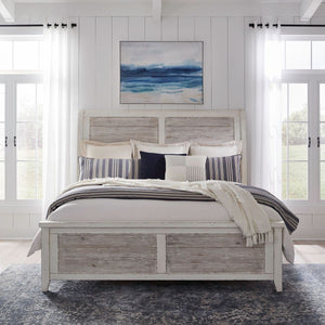 Liberty Furniture Backroads Queen Sleigh Bed in Weathered White/Parchment Brown 142-BR-QSL image