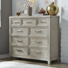 Belmar 9 Drawer Bureau Dresser in Washed Taupe and Silver Champagne image