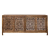 Marisol 74 Inch 4 Door Accent TV Stand in Weathered Honey and Soft Wash Gray