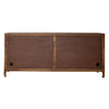 Marisol 74 Inch 4 Door Accent TV Stand in Weathered Honey and Soft Wash Gray