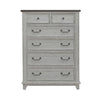 River Place 6 Drawer Chest in Riverstone White and Tobacco