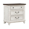 River Place 3 Drawer Nightstand with Charging Station in Riverstone White and Tobacco image