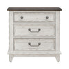 River Place 3 Drawer Nightstand with Charging Station in Riverstone White and Tobacco image