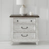 River Place 3 Drawer Nightstand with Charging Station in Riverstone White and Tobacco image