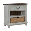River Place Bedside Chest with Charging Station in Riverstone White and Tobacco