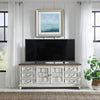 Liberty Furniture River Place Entertainment Center with Piers in Riverstone White/ Tobacco