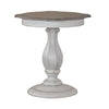 Magnolia Manor Round Accent Table in Antique White Base w/ Weathered Bark Tops image