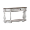 Magnolia Manor 56 Inch Hall Console Table in Antique White Base w/ Weathered Bark Tops image