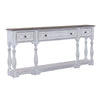 Magnolia Manor 72 Inch Hall Console Table in Antique White Base w/ Weathered Bark Tops