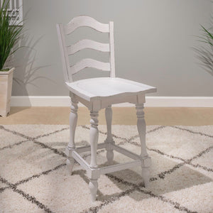Liberty Furniture Magnolia Manor Ladderback Swivel Counter Height Chair (Set of 2) in Antique White & Weathered Bark image