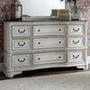Magnolia Manor Leg 9 Drawer Dresser in Antique White image