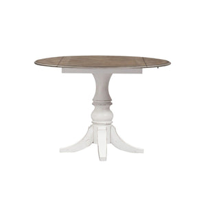 Liberty Furniture Magnolia Manor Drop Leaf Table in Antique White Base w/ Weathered Bark Tops image