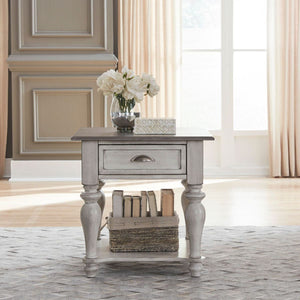 Liberty Furniture Ocean Isle Drawer End Table in Antique White with Weathered Pine image