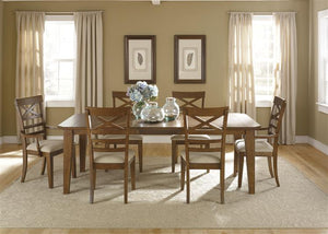 Liberty Furniture Hearthstone Rectangular Leg Table in Rustic Oak Finish image