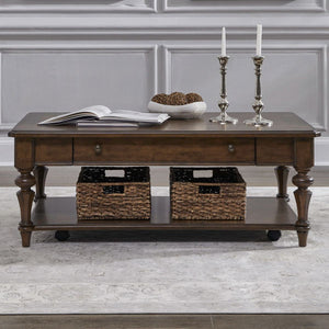 Liberty Furniture Arden Road Rectangular Cocktail Table in Satin Cherry image