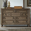 Americana Farmhouse 9 Drawer Dresser in Dusty Taupe and Black image