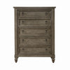 Americana Farmhouse 5 Drawer Chest in Dusty Taupe and Black