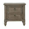 Americana Farmhouse 2 Drawer Nightstand in Dusty Taupe and Black