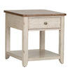 Farmhouse Reimagined End Table with Basket in Antique White