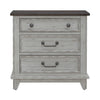 River Place 3 Drawer Nightstand with Charging Station in Riverstone White and Tobacco image