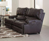 Catnapper Wembley Power Headrest w/ Lumbar Lay Flat Reclining Console Loveseat in Steel