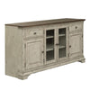 Liberty Morgan Creek Entertainment TV Stand in Antique White Finish with Wire Brushed Tobacco Accents