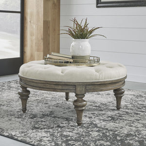 Americana Farmhouse Round Cocktail Ottoman image