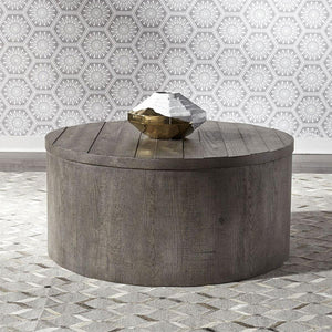 Liberty Furniture Modern Farmhouse Drum Cocktail Table in Dusty Charcoal image