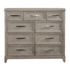 Belmar 9 Drawer Bureau Dresser in Washed Taupe and Silver Champagne image