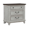 River Place 3 Drawer Nightstand with Charging Station in Riverstone White and Tobacco image